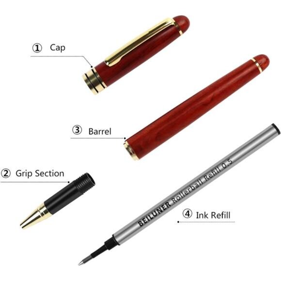 Luxury Rosewood Ballpoint Pen Writing Set - Elegant Fancy Nice Gift Pen Set - Picture 5 of 7